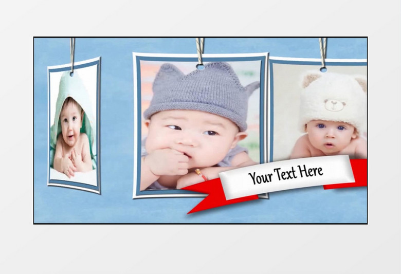 可爱卡通宝宝成长纪念册相册AE视频模板