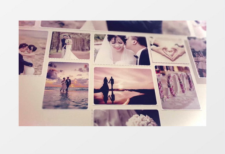 爱情故事浪漫情人节婚礼相册拼贴照片墙动画