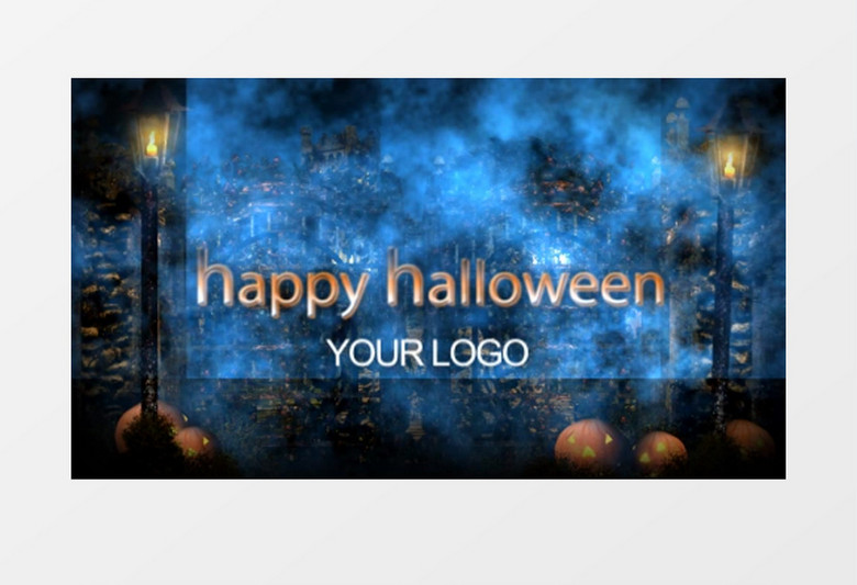 万圣节南瓜古堡片头图文内容展示ae模板