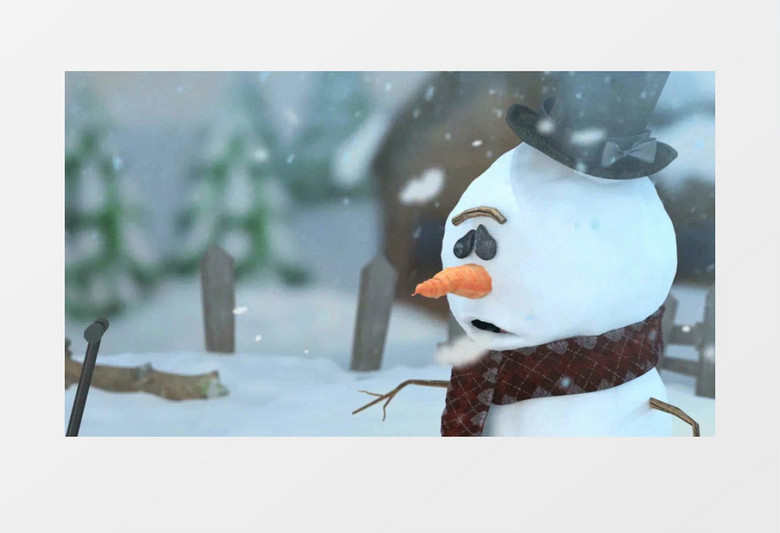 小女孩陪伴雪人一起过圣诞节的AE动画模板