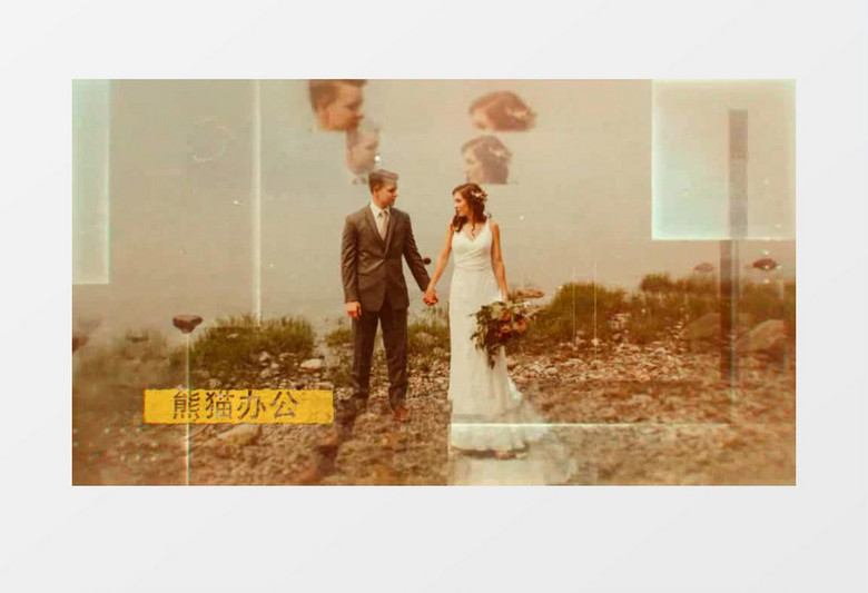 复古风格棱镜重影效果图文展示模板