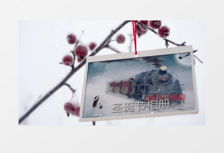 圣诞节雪花飘落视频场景照片相册AE模板