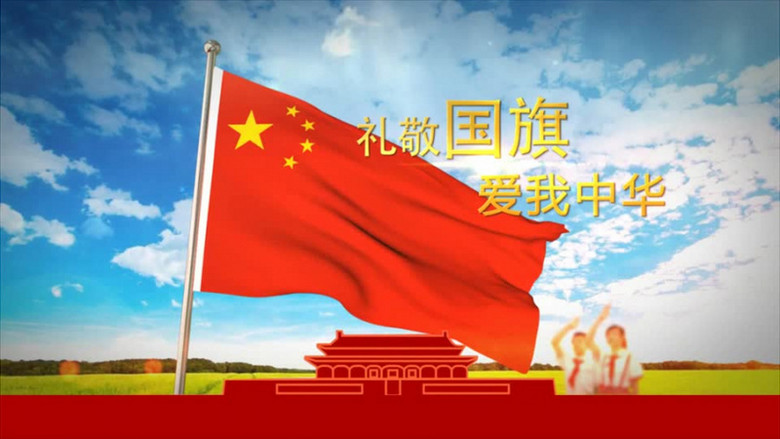 党政礼敬国旗爱我中华公益广告模板