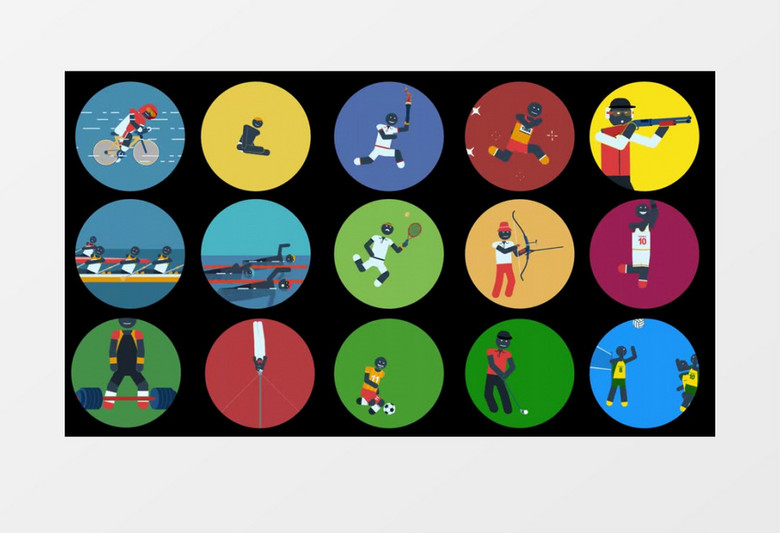 15个萌趣可爱的体育项目MG图标动画模板AE模板