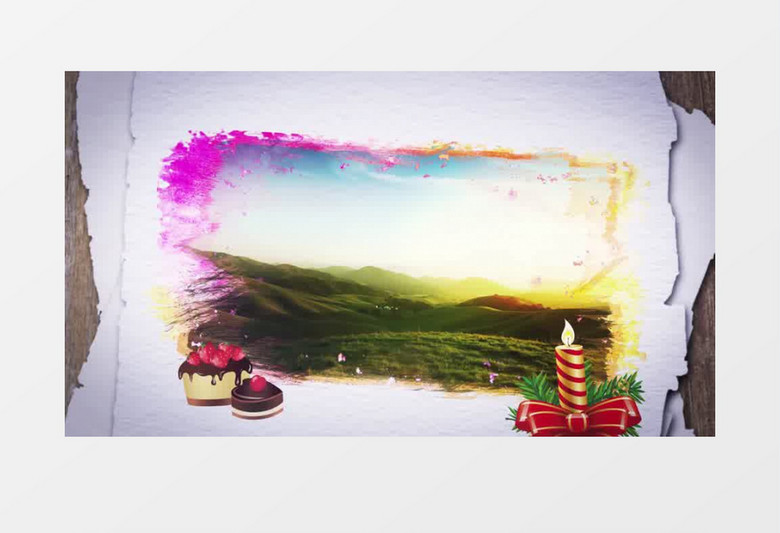 缤纷彩色笔刷涂抹出欢乐的圣诞相册AE模板