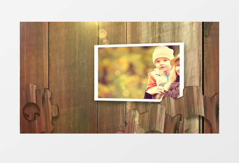 温馨复古木质墙板AE相册模板