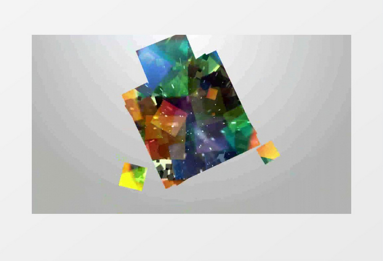 彩色粒子元素标志汇聚演绎片头模版