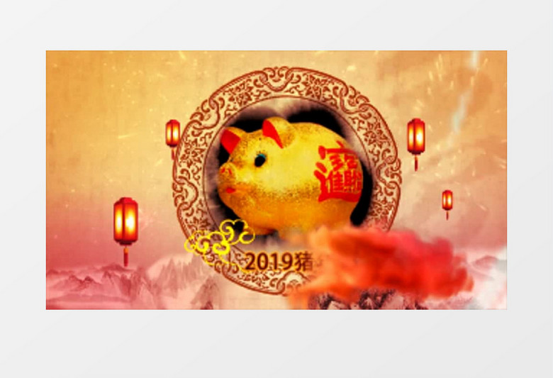 猪年春晚水墨新年企业祝福片头动画AE模板