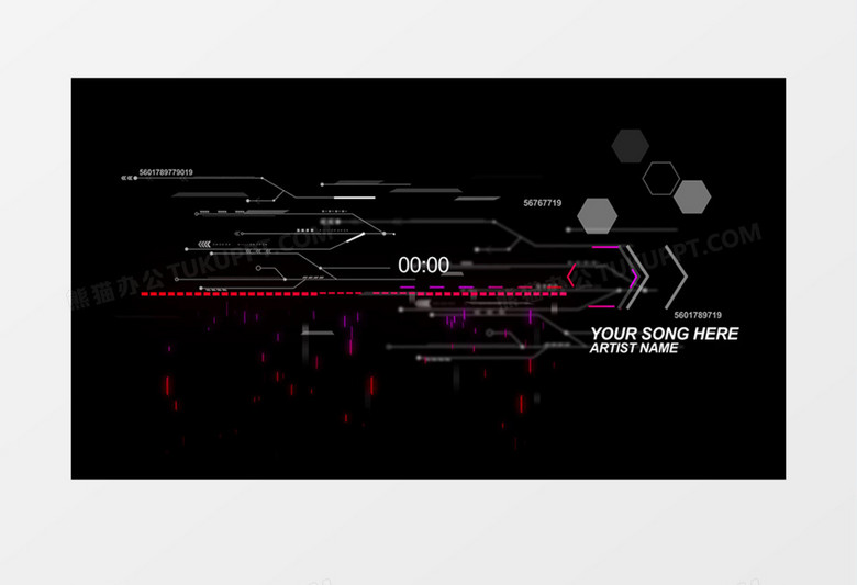 高科技文字科幻音乐可视化播放器效果AE视频模板
