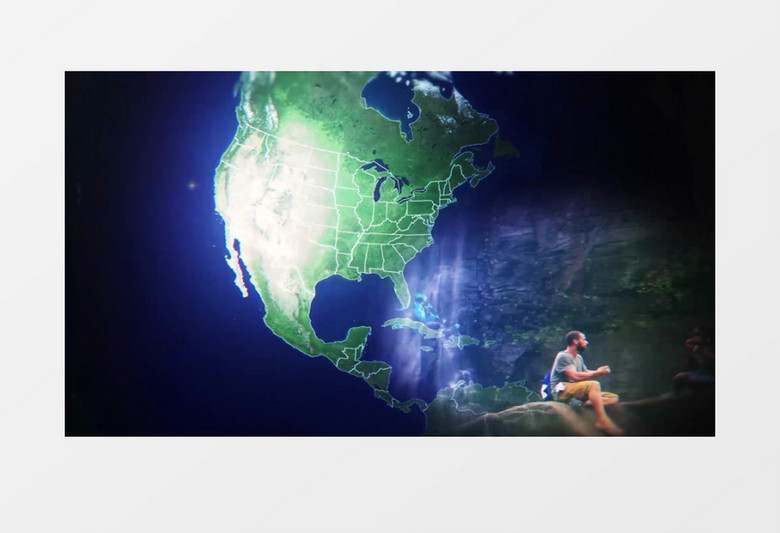 自然风景地球地图叠加旅游动画片头AE模板