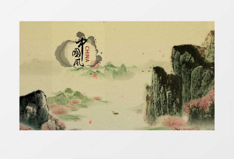 唯美中国风水墨桃花片头AE模板