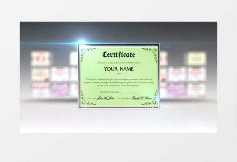 企业宣传荣誉证书墙展示证书特效ae模板