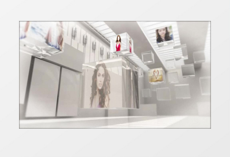 唯美纯净三维立体玻璃图片logo片头AE模板