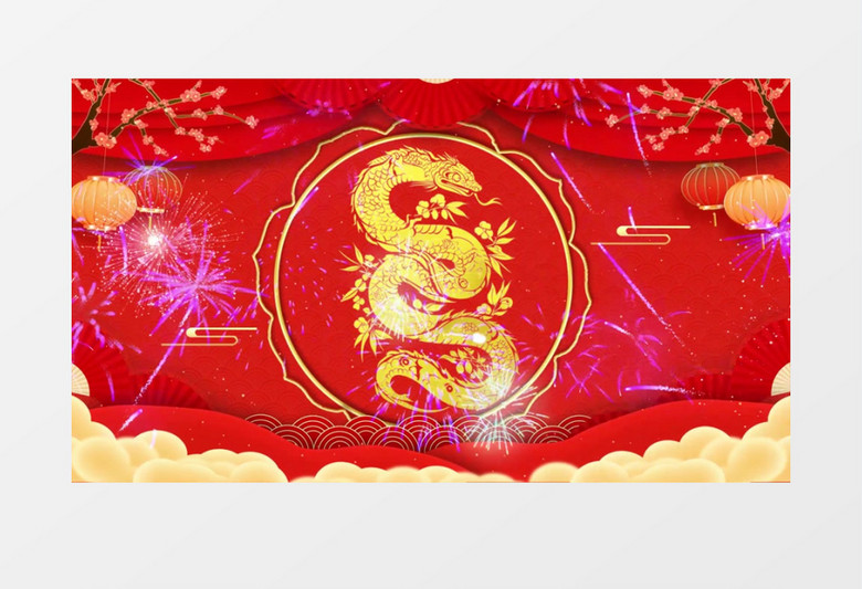 红色喜庆中国风春节舞台LED背景视频模板
