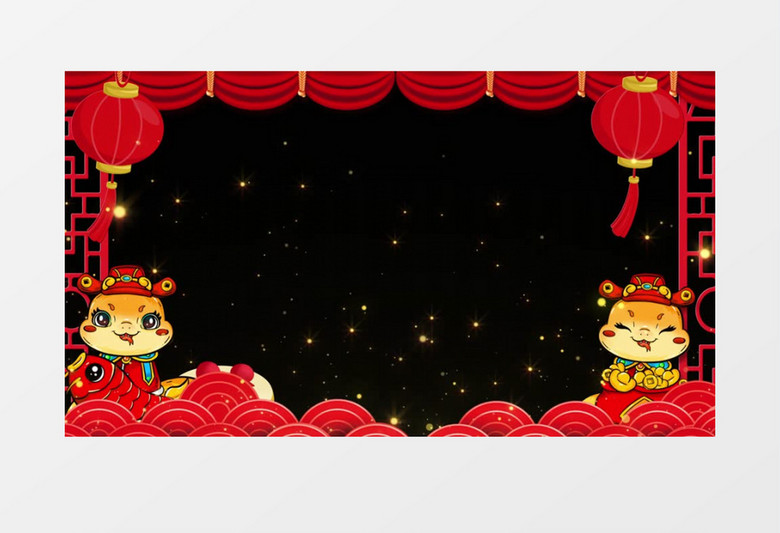 喜庆蛇年春节拜年边框后期素材