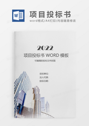 灰色简约项目投标书WORD模板